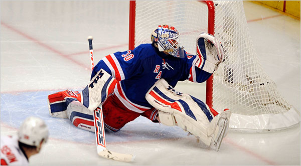 Henrik Lundqvist doesn't let the Flyers get much by him. (New York Times)