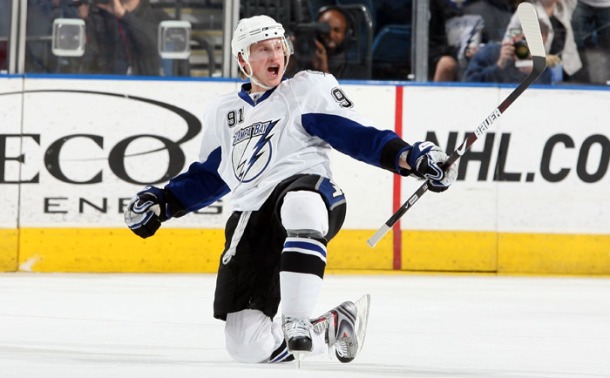 Steven Stamkos now has two healthy legs on which to celebrate. (Getty Images)